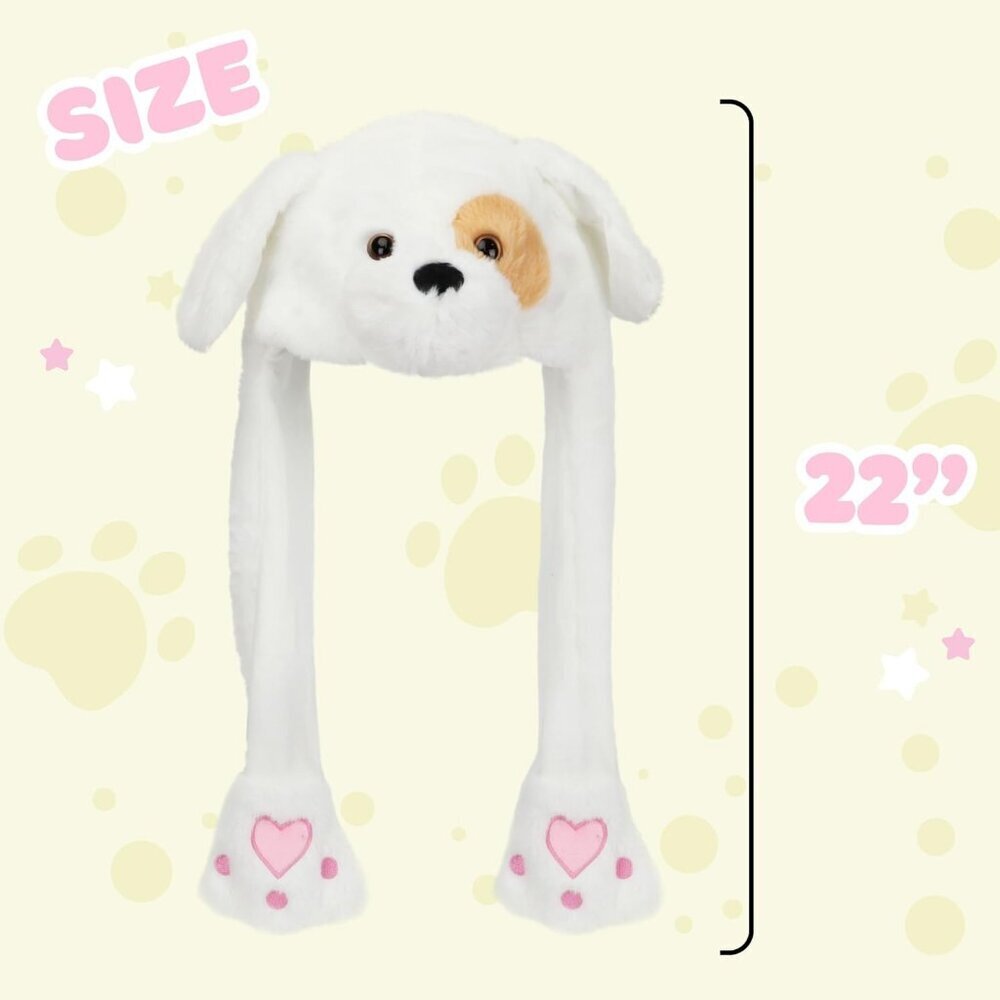 Kids Puppy Animal Hat with Ears Moving Jumping Pop Up Beating Plush Holiday - Picture 2 of 7